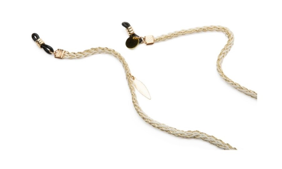 Brillen Brilledirekt | Sunny Cords Brillenkette Beige Rope Feather Charm